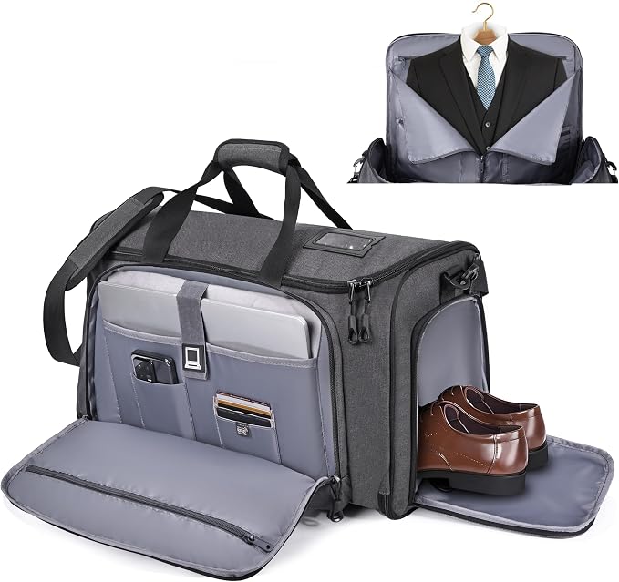 Travel Garment Duffle Bag with Laptop Compartment, RFID Blocking Convertible by HILOMON