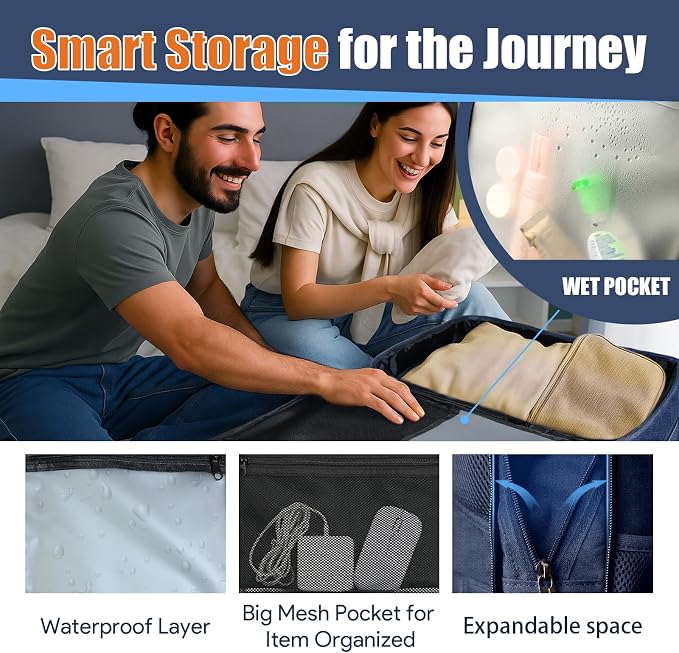 Travel Laptop Backpack, Expandable 40-50L Travel Backpack, 17.3 Inch Carry on - Image 7