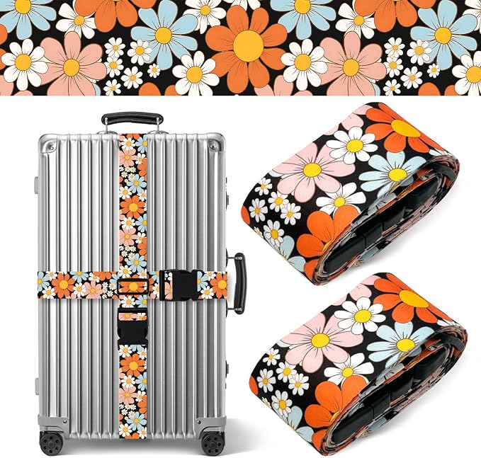 Orange Daisy Luggage Straps for Suitcases TSA Approved, Luggage Identifiers for by Unknown
