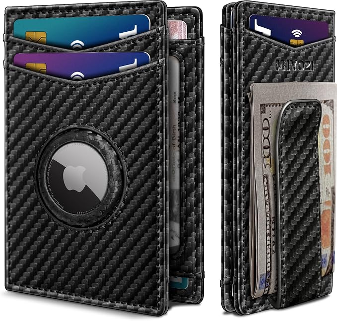 Airtag Wallet for Men- with Money Clip Gift Boxed, Magnetic Closure Slim by Miyozi