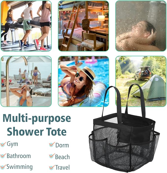 F-color Mesh Shower Caddy Portable, 8.3" Deeper Pockets Large Shower Caddy - Image 6
