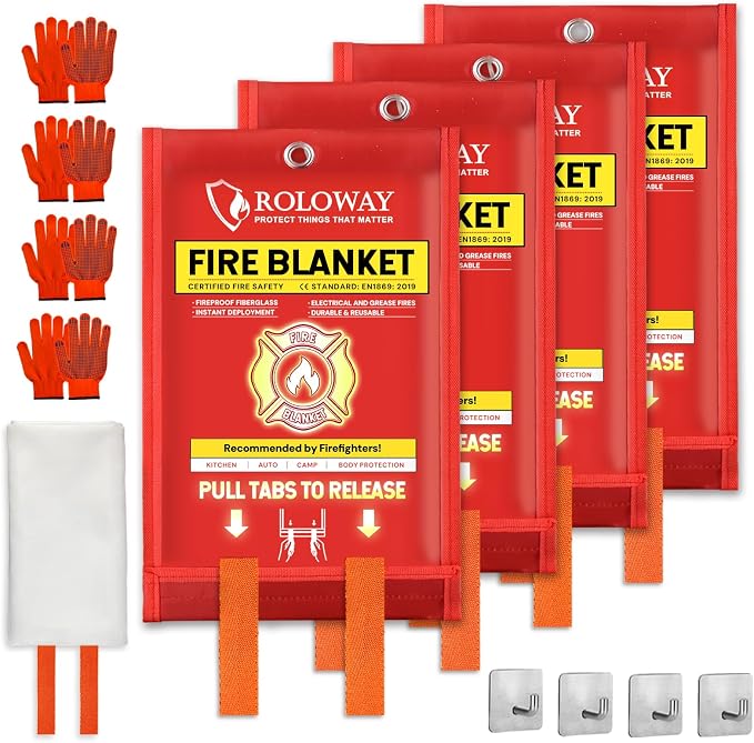ROLOWAY Emergency Fire Blanket for Home and Kitchen, Fire Blankets Emergency by ROLOWAY