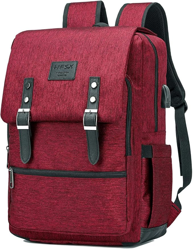 HFSX Vintage Backpack Anti Theft Laptop Backpack Men Women Business Travel by HFSX