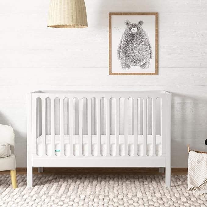 Newton Baby Galileo Standard Crib, Solid Beech Wood in White Color, 3-in-1 by newton