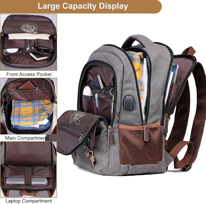 Mactso Canvas Travel Laptop Backpack - Image 3