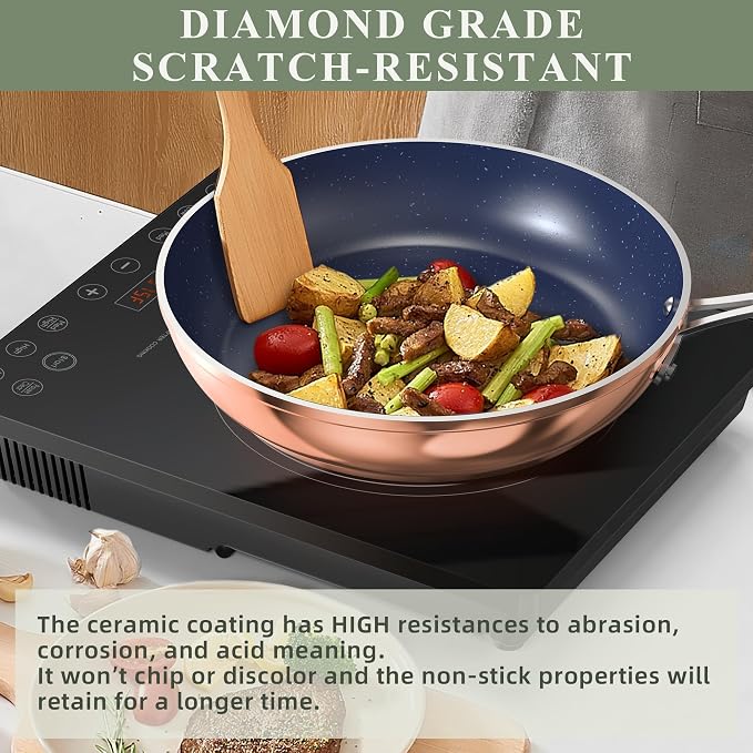 Nuwave 7pc Cookware Set Healthy Duralon Blue Ceramic Nonstick Coated, Diamond - Image 5