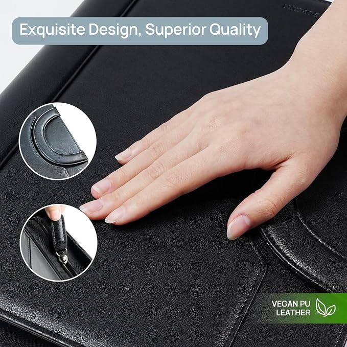 POPRUN Portfolio Binder with Zipper, Leather Padfolio Document Organizer with - Image 6