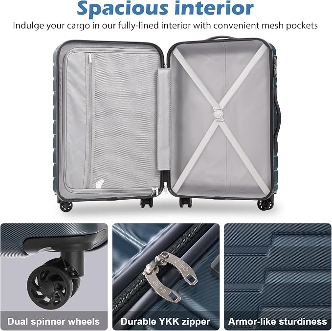 COOLIFE Expandable Suitcase PC ABS TSA Luggage 3 Piece Set Lock Spinner Carry on - Image 5