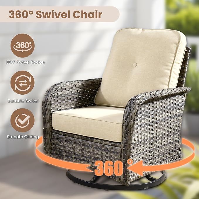 HOOOWOOO Patio Furniture Set, 7 Pieces Outdoor Conversation Set, All Weather - Image 2