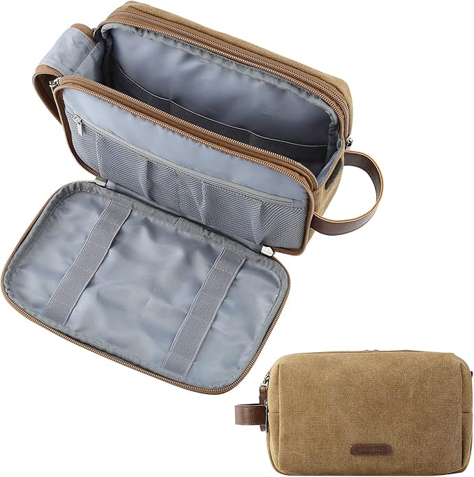BAGSMART Toiletry Bag for Men, Canvas Travel Toiletry Organizer Dopp Kit by BAGSMART