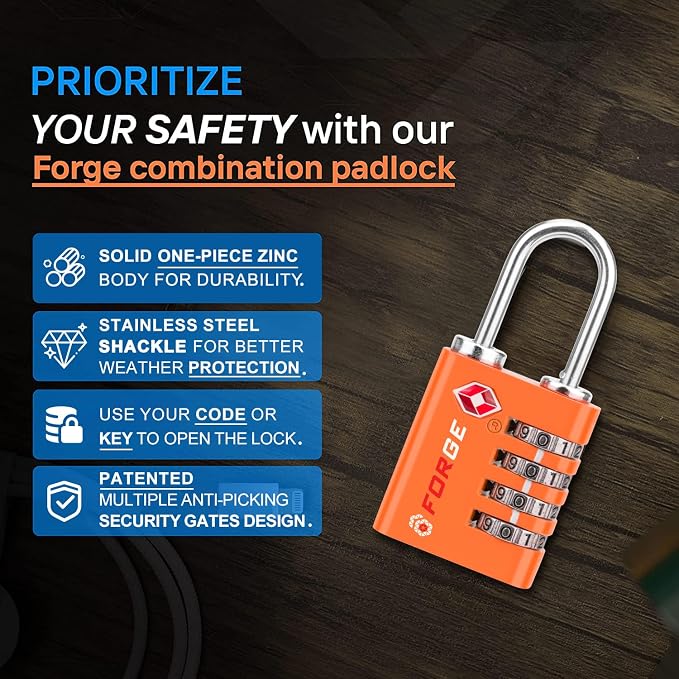Forge Dual-Opening: Key or Combination Access Lock, TSA Approved Locks - Image 5