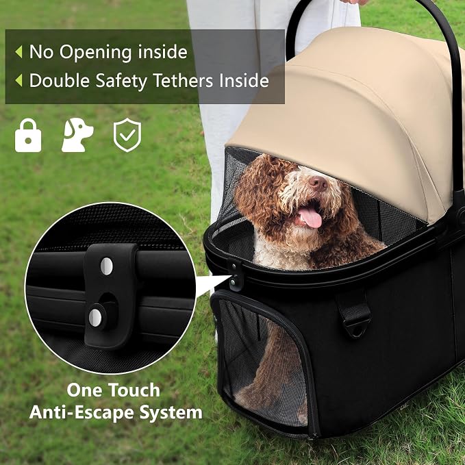 Dog Cat Stroller, Foldable 4 Wheels Dog Stroller - Image 2
