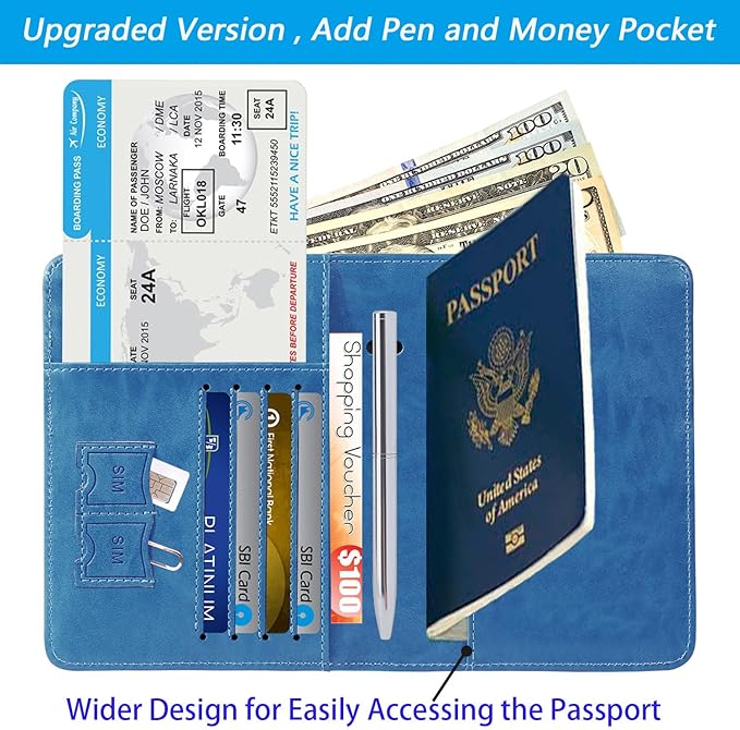Passport Holder With Luggage Tag Travel Essentials Passport Cover Wallet RFID - Image 4