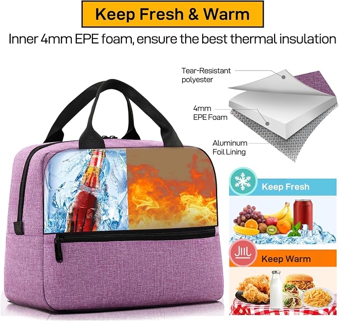 HOMESPON Insulated Lunch Bag for Women Men Lunch Box Cooler Lunch Tote for Work - Image 5