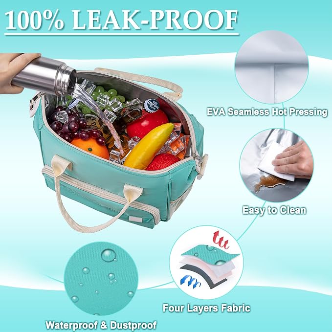 Preppy Lunch Box for Women Aesthetic Insulated Lunch Bag for Young Ladies Female - Image 5