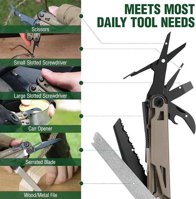FLISSA Multitool, 15-in-1 Multi Tool Pocket Knife - Image 6