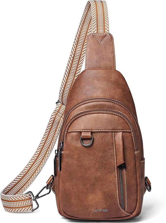 7L Sling Bag for Women Men Leather Small Sling Backpack Daypack Anti Theft by LATMAP