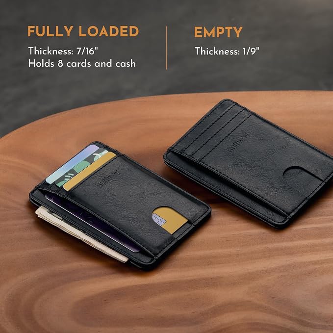 Buffway Slim Minimalist Front Pocket RFID Blocking Leather Wallets - Image 5