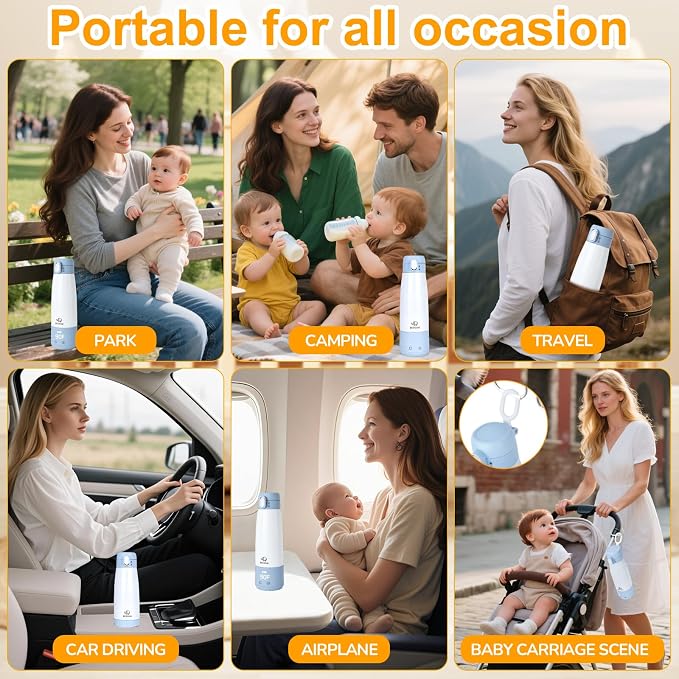 BEBOAN Portable Bottle Warmer for Travel On The Go, Portable Milk Warmer 5-Temp - Image 8