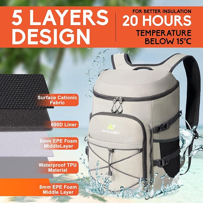 N NEVO RHINO Backpack Coolers Insulated Leak Proof 36/54 Cans, Portable - Image 2