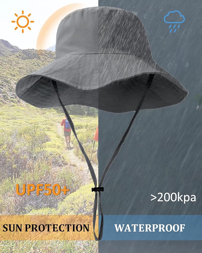 Water-Resistant Sun UPF 50+ Bucket Hat Protection Packable Brimmed Boonie - Image 2