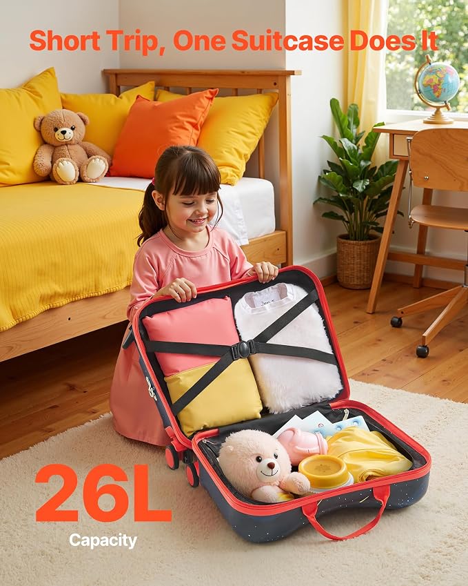 VEVOR Ride-on Luggage, 26 L Capacity, 18 Inches Tow Along Toddler Carry on - Image 3