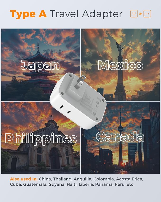 US to Japan Plug Adapter 2 Pack, TESSAN 2 Prong to 3 Prong Outlet Adapter - Image 2