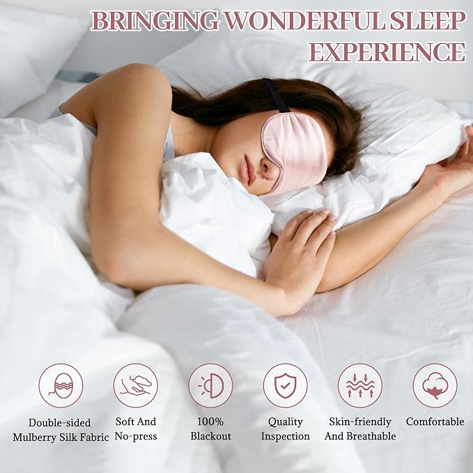 Silk Sleep Mask Eye Cover, 100% Mulberry Silk Women Men Eye Mask - Image 5