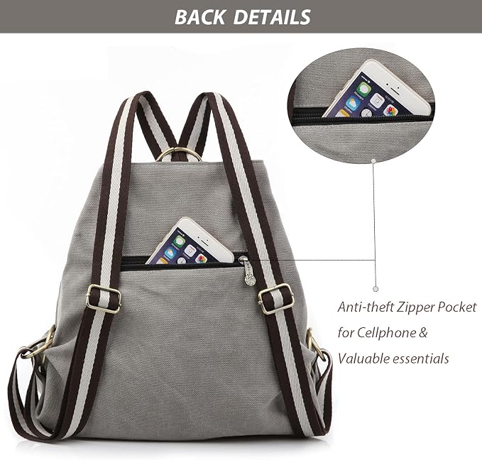 Goodhan Women Canvas Backpack Daypack Casual Shoulder Bag, Vintage Heavy-duty - Image 4
