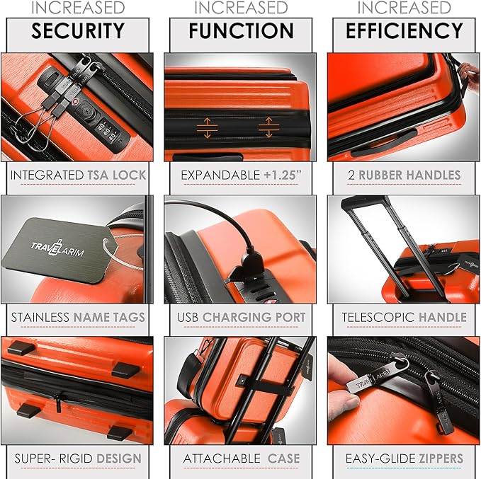 Hard Shell Luggage Sets with Spinner Wheels 4 Piece, Expandable Large Suitcases - Image 3