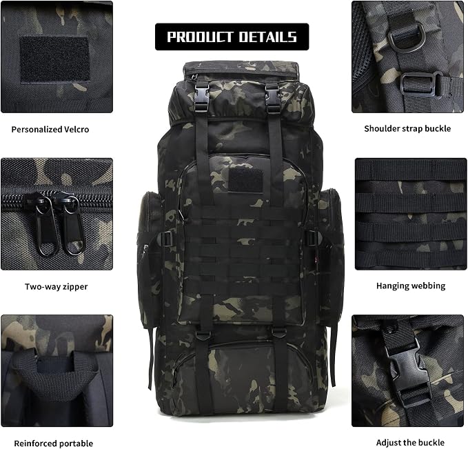 Hiking Backpack for Men 70L/100L Camping Backpack Military Rucksack Molle 3 - Image 4