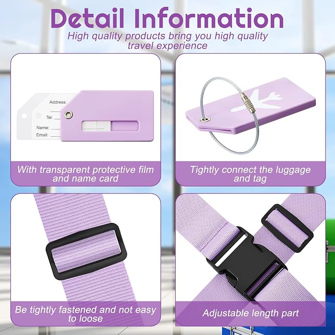 Weewooday 8 Pcs Luggage Straps Suitcase Tags Set - Image 3