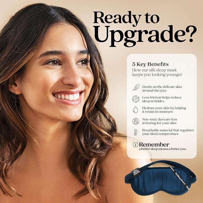 Pure Silk Sleep Mask Light Blocking Travel Essentials. Eye Masks - Image 4