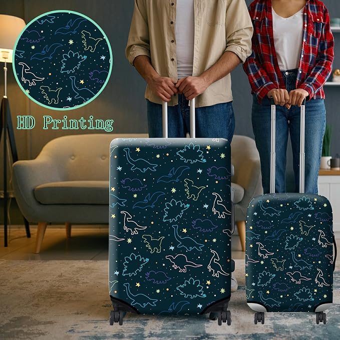 Luggage Cover Suitcase Protector Plus 1 Tag, Dinosaurs Space Travel Suitcase - Image 6