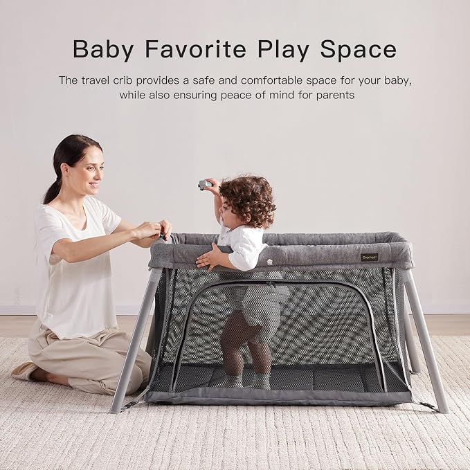 2 in 1 Portable Travel Crib for Toddler, Foldable Crib for Baby, Lightweight - Image 6