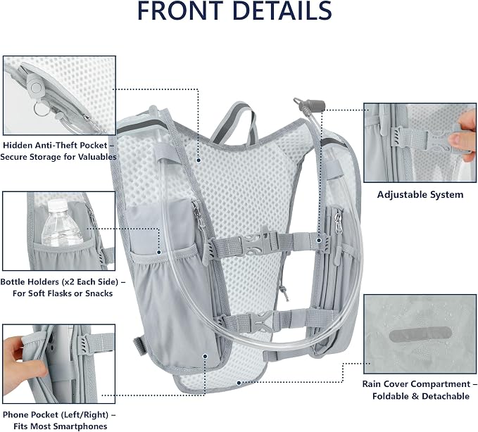 Zavothy Hydration Running Vest for Men & Women – Lightweight 1.5L Hydration Pack - Image 3