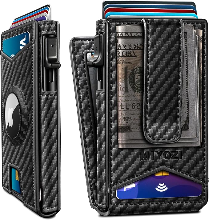 Airtag Wallet for Men, with Money Clip Gift Boxed, Slim Front Pocket Wallet by Miyozi
