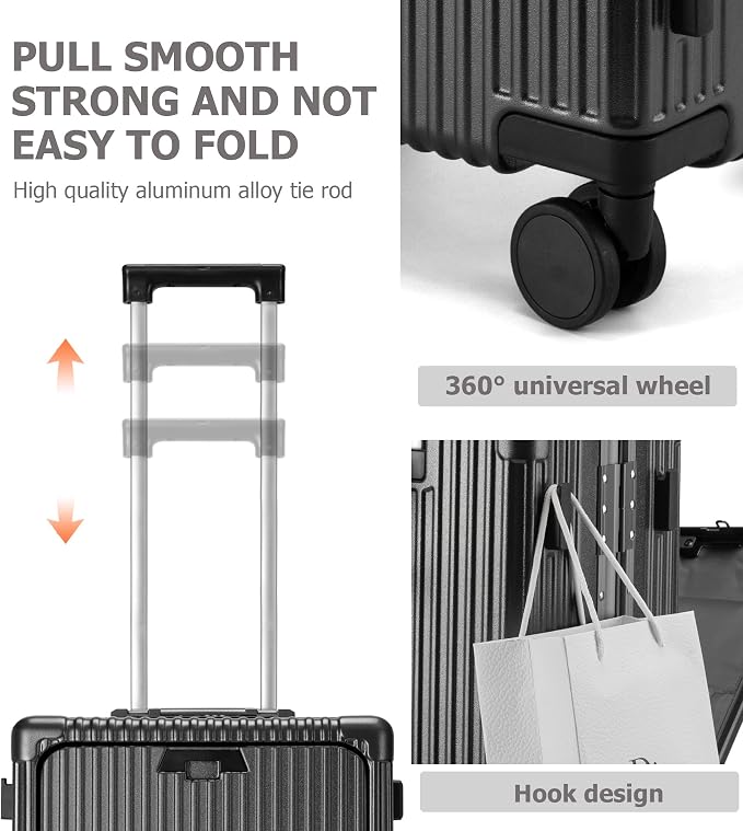feilario 24in Aluminium Frame PC Hard Shell Spinner Wheels Luggage, Built-In - Image 6