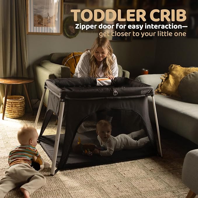 HARPPA Travel Crib with Comfy Mattress, Lightweight Portable Crib Requires No - Image 7