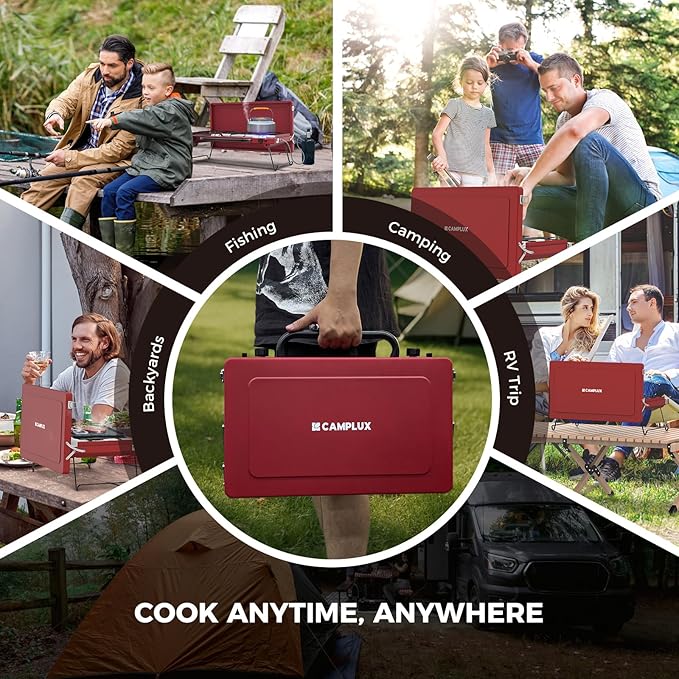 CAMPLUX Safari 2 Burner Propane Camping Stove 20, 000 BTU, Portable 2 Burner - Image 5