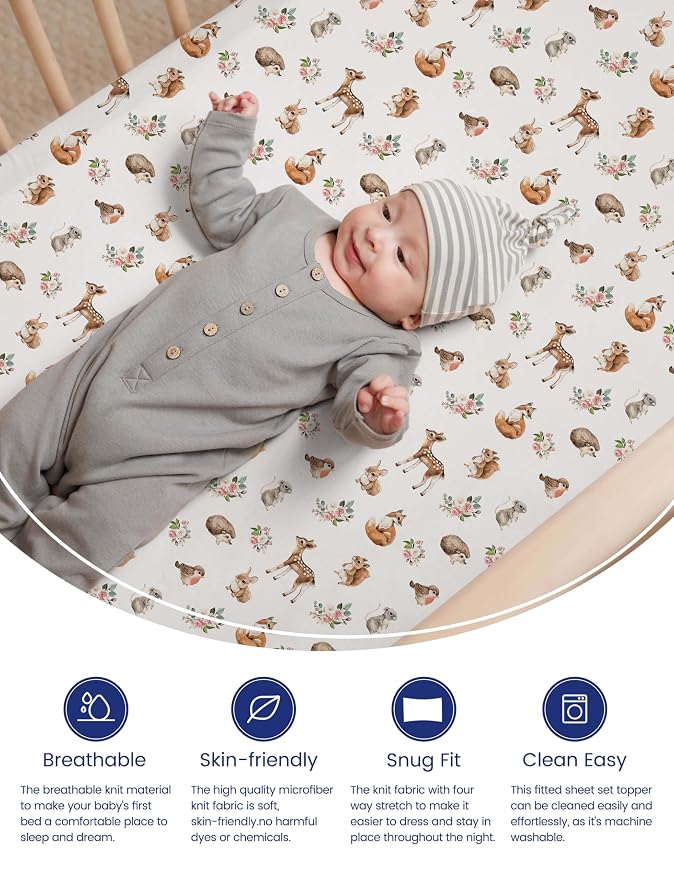 TotAha Premium Soft Graco Pack n Play Sheets Fitted, Super Stretchy Jersey Knit - Image 3
