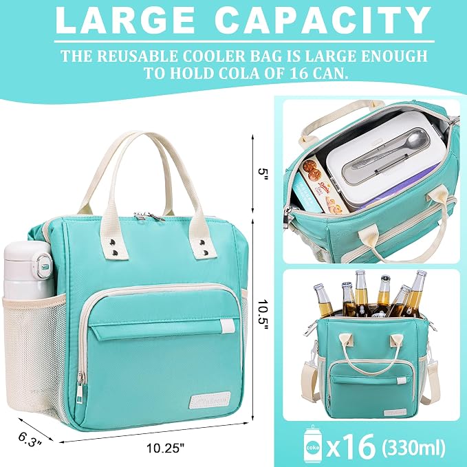 Preppy Lunch Box for Women Aesthetic Insulated Lunch Bag for Young Ladies Female - Image 2
