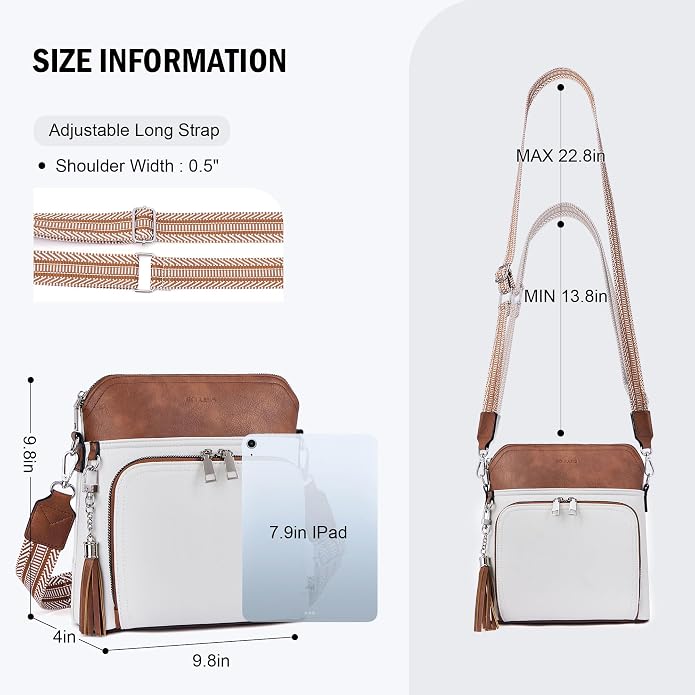 Crossbody Purse for Women, Lightweight Medium Crossbody Bag Soft Leather - Image 4