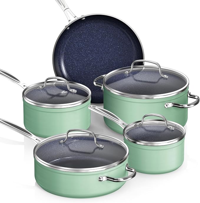 Nuwave Healthy Duralon Blue Ceramic Nonstick Coated 9pc Cookware Set, by NuWave