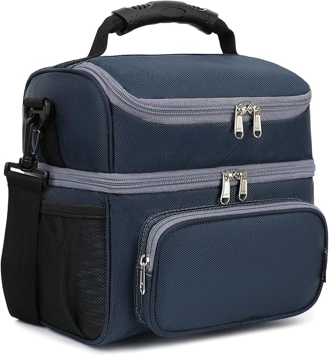 FlowFly Double Layer Cooler Insulated Lunch Bag Adult Lunch Box Large Tote Bag by FlowFly