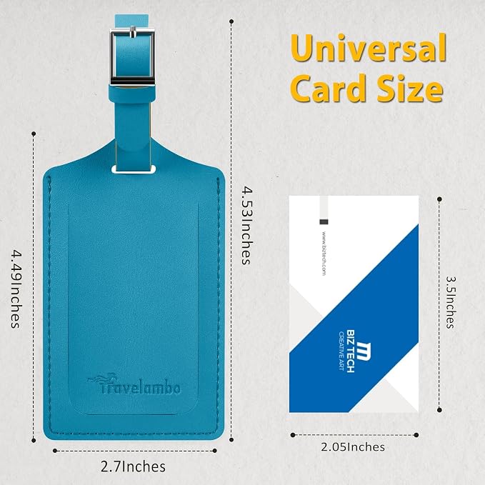 8 Pack Leather Luggage Travel Bag Tags by Travelambo - Image 2