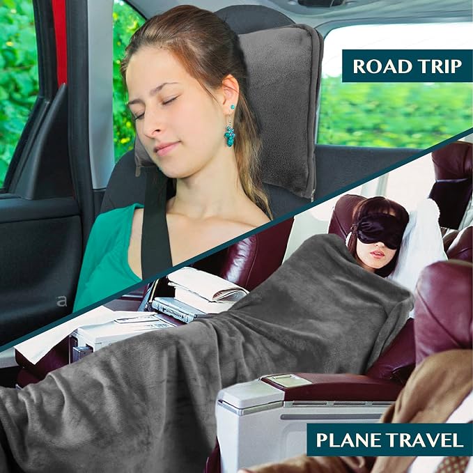PAVILIA Travel Blanket Pillow, Soft Airplane Blanket 2-in-1 Combo Set, Plane - Image 5