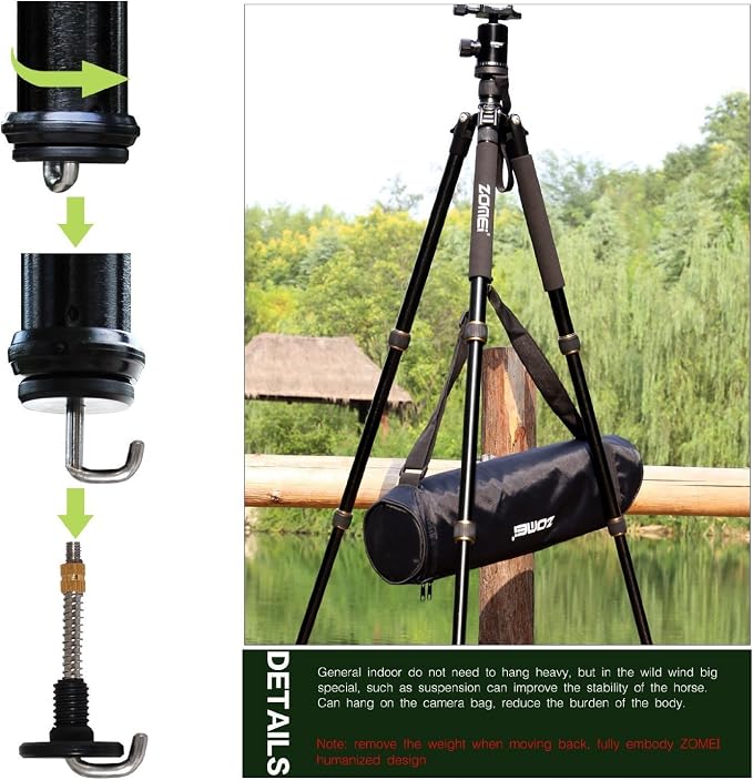 ZoMei Z669 Magnesium Aluminum Alloy Travel Camera Tripod - Image 4