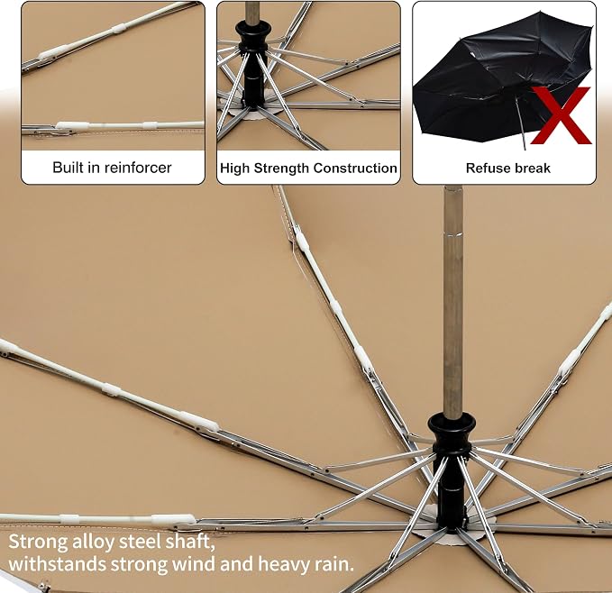 Color Coated Sun Umbrella UV Protection Compact Folding Windproof Parasols - Image 5