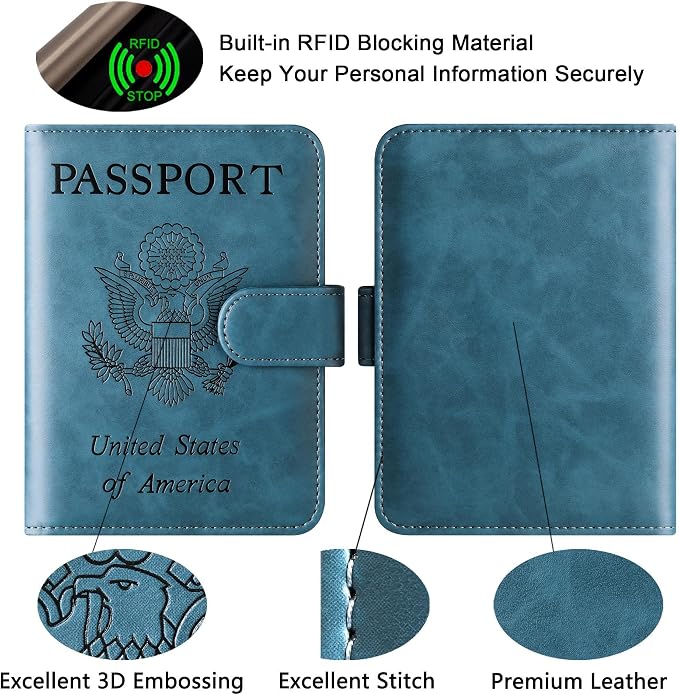 Passport Holder Cover Wallet Travel Essentials Leather Rfid Blocking Case - Image 4
